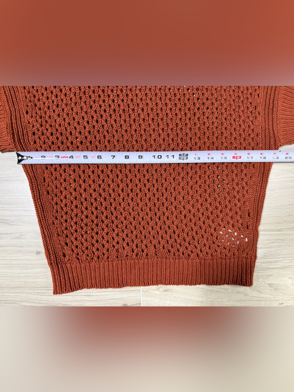 NWOT Express Open-Knit Short Sleeve Sweater in Rust - Picture 5 of 9
